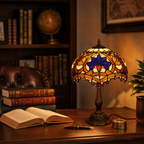 Vintage Tiffany-Style Glass Table Lamp for Living Room
