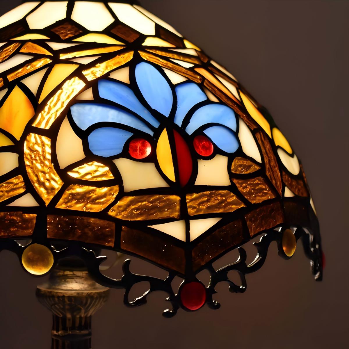 Vintage Tiffany-Style Glass Table Lamp for Living Room