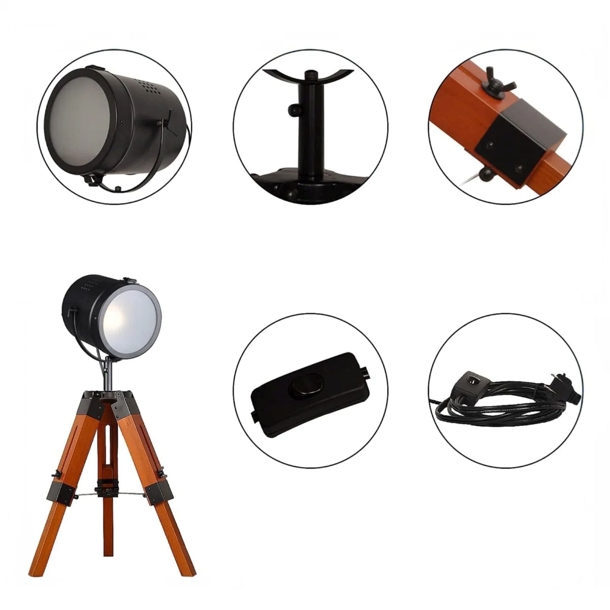 Adjustable Tripod Spotlight Table Lamp