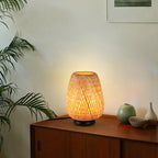 Woven Rattan Table Lamp for Bedroom & Living Room