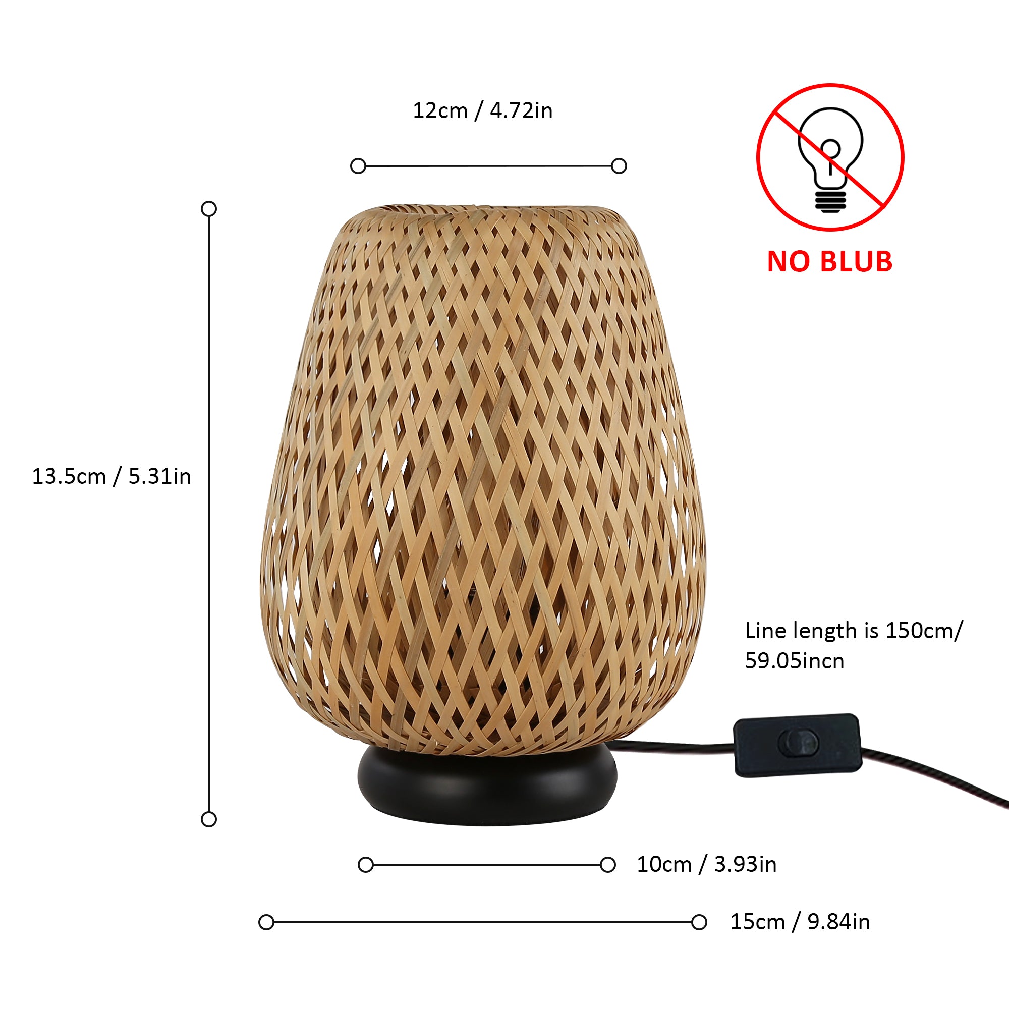 Woven Rattan Table Lamp for Bedroom & Living Room