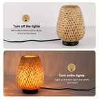 Woven Rattan Table Lamp for Bedroom & Living Room