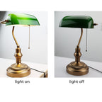 Green Banker's Desk Lamp with Pull Chain
