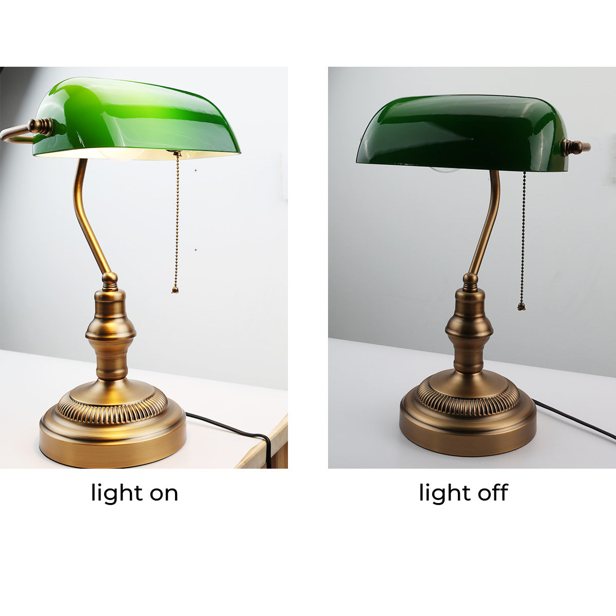 Green Banker's Desk Lamp with Pull Chain