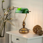 Green Banker's Desk Lamp with Pull Chain