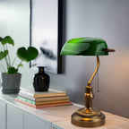 Green Banker's Desk Lamp with Pull Chain