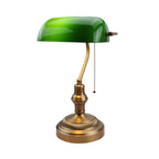 Green Banker's Desk Lamp with Pull Chain