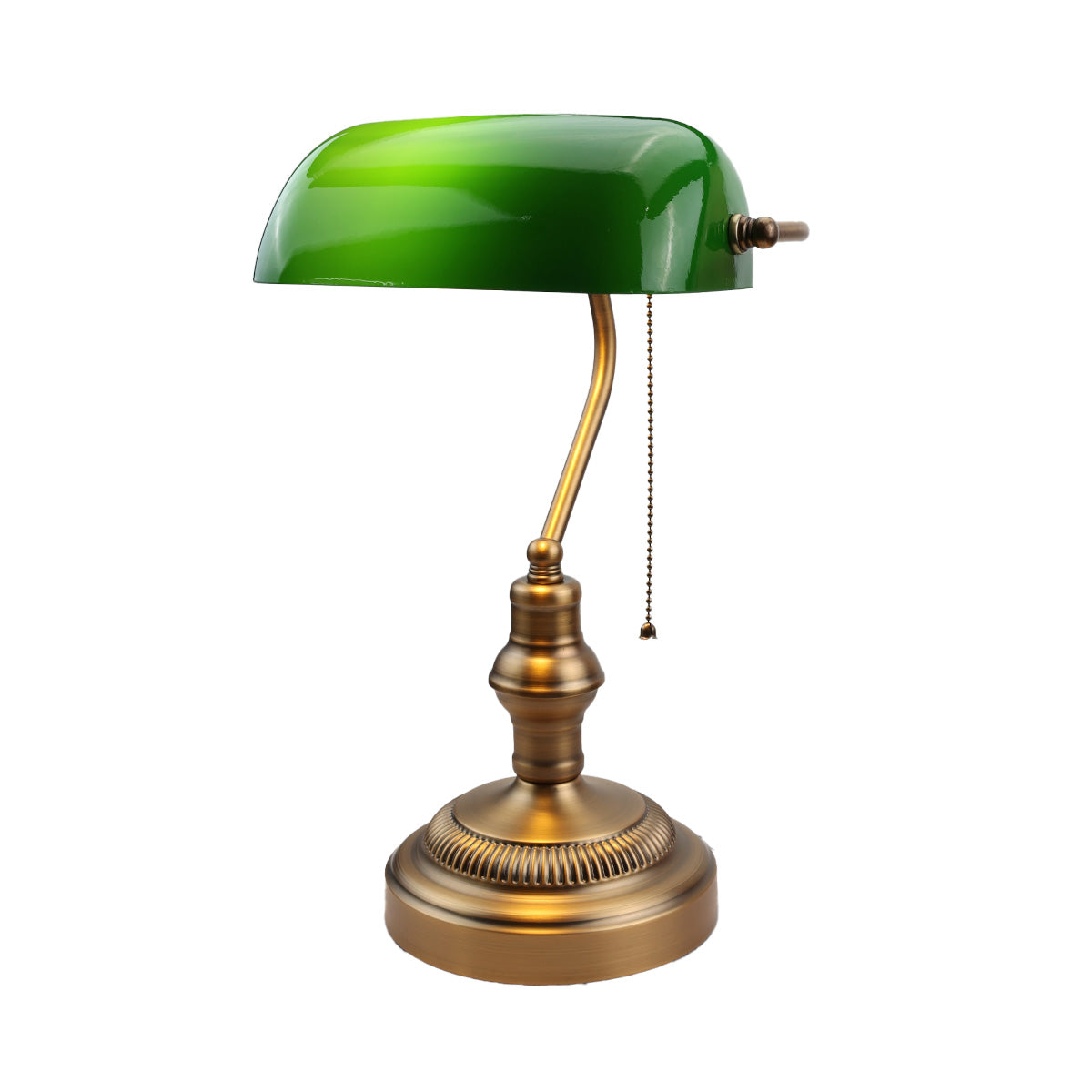 Green Banker's Desk Lamp with Pull Chain