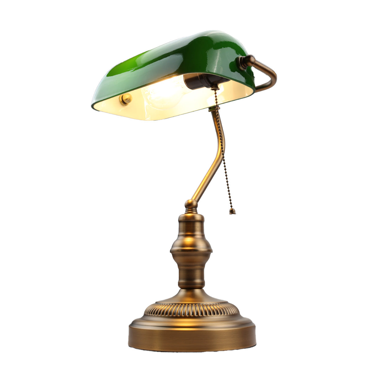 Green Banker's Desk Lamp with Pull Chain