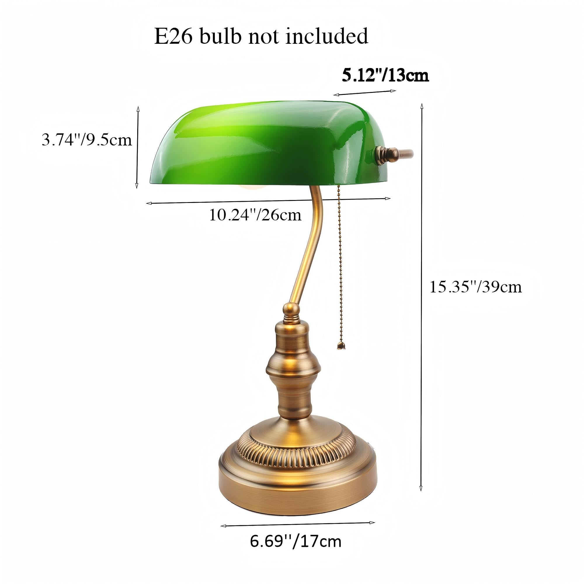 Green Banker's Desk Lamp with Pull Chain