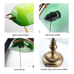 Green Banker's Desk Lamp with Pull Chain