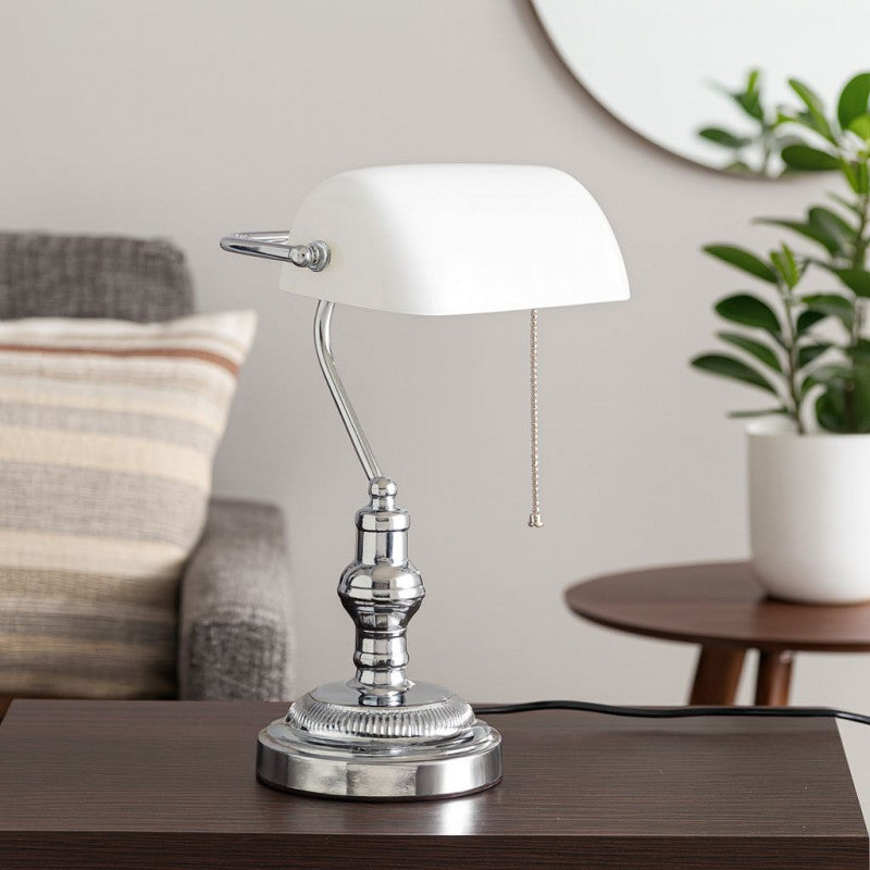 Green Banker's Desk Lamp with Pull Chain