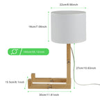 Adjustable Wood Table Lamp with White Fabric Shade
