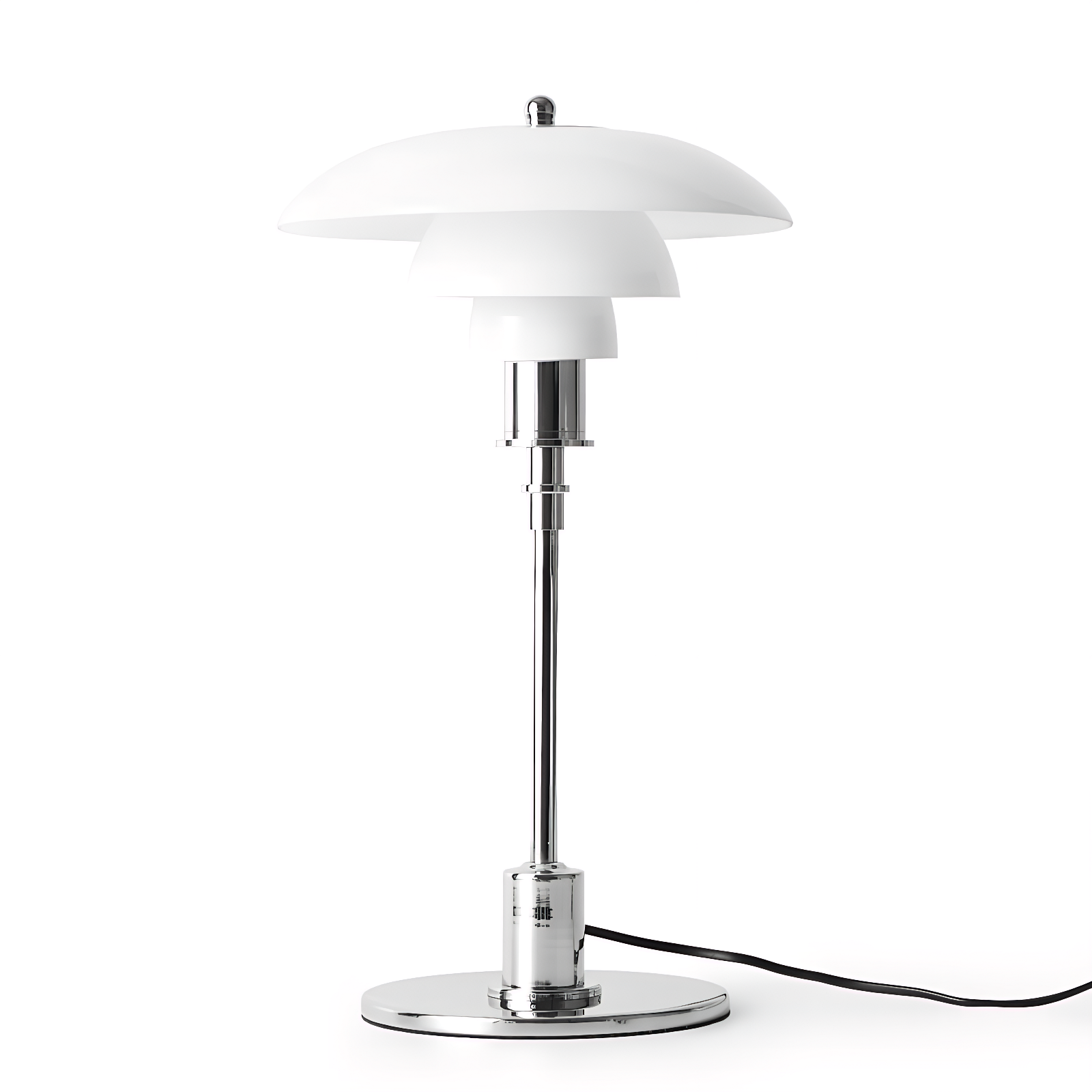 Chrome Layered Reflector Table Lamp with White Shade