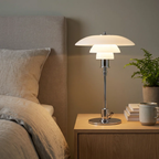 Chrome Layered Reflector Table Lamp with White Shade