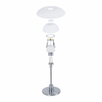 Chrome Layered Reflector Table Lamp with White Shade