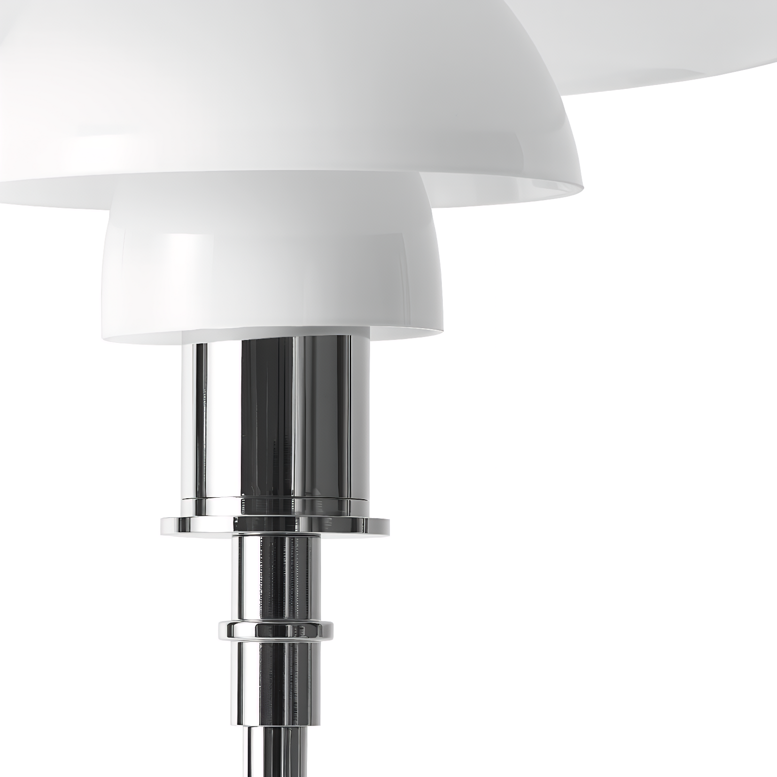 Chrome Layered Reflector Table Lamp with White Shade