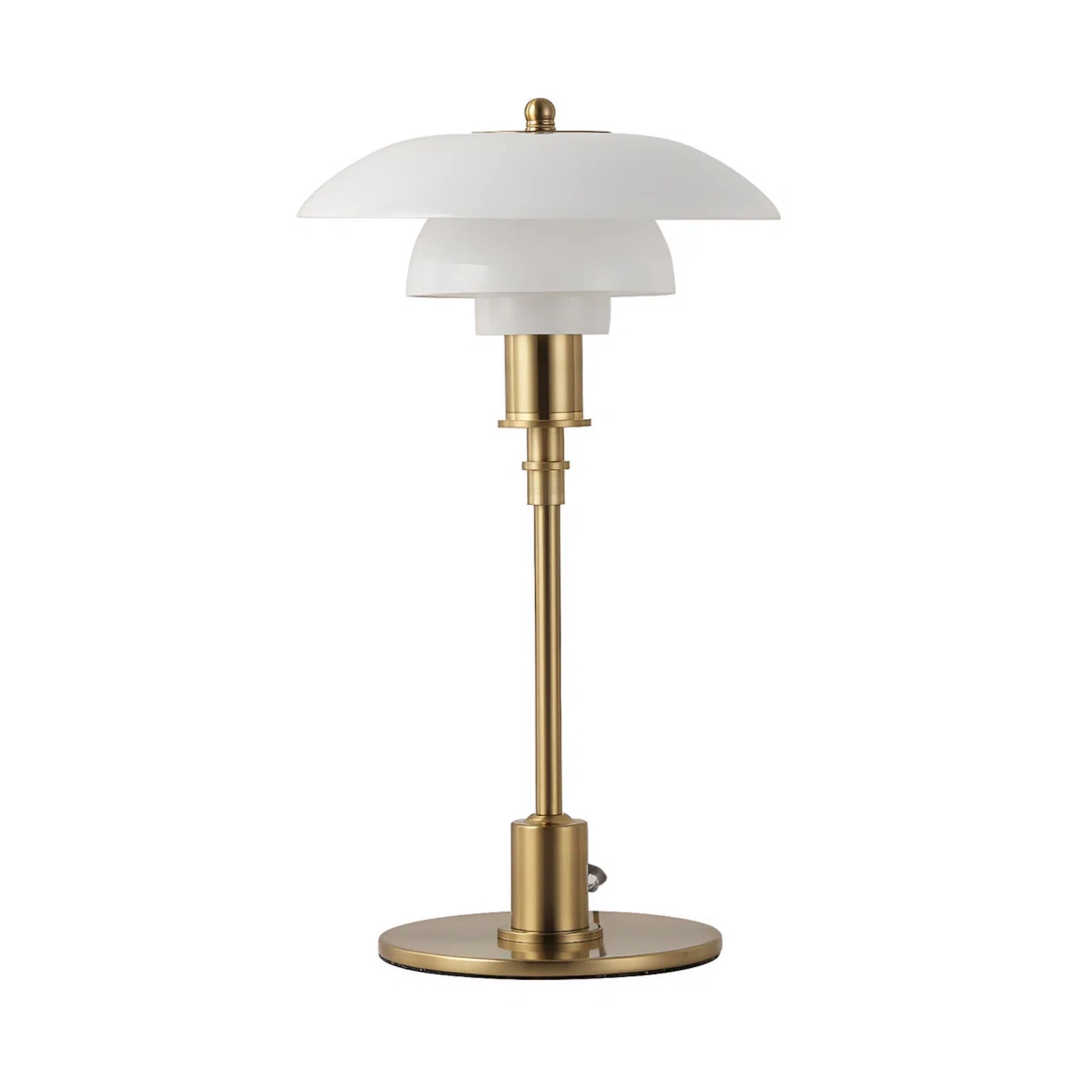 Chrome Layered Reflector Table Lamp with White Shade