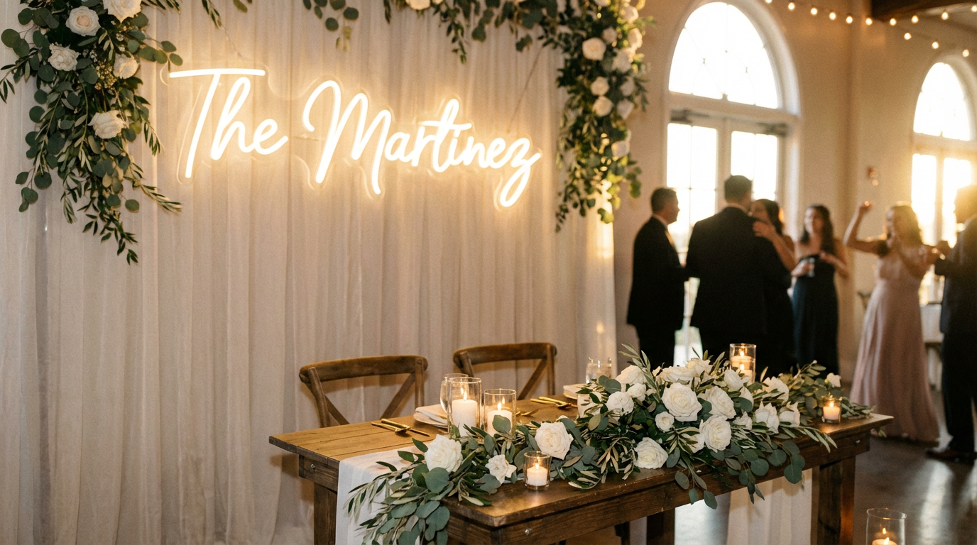 Custom Wedding Name LED Neon Sign | Personalized Last Name | Reception Decor | Wedding Backdrop Sign