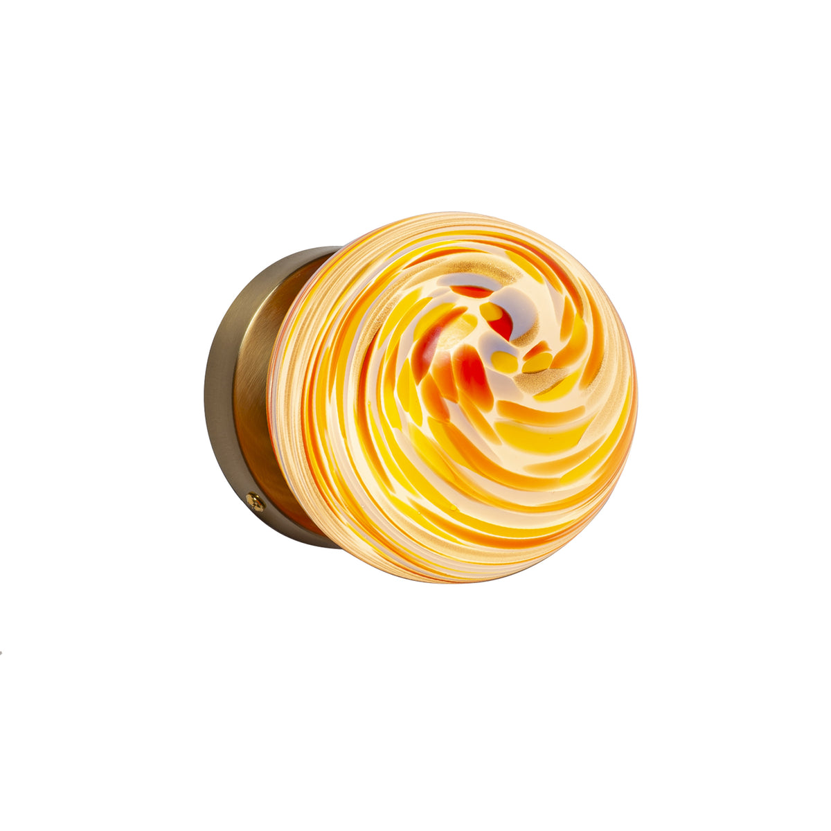 Swirl Glass Wall Sconce with Amber Art Glass Globe
