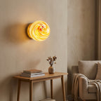 Swirl Glass Wall Sconce with Amber Art Glass Globe