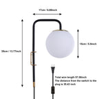 Opal Globe Plug-In Wall Sconce with Matte Black and Brass Finish