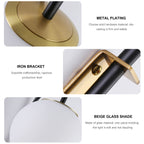 Opal Globe Plug-In Wall Sconce with Matte Black and Brass Finish