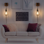 Industrial Pulley Plug-In Wall Sconce with Wire Cage Shade