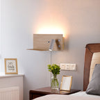 Bedside Shelf Wall Sconce with Adjustable LED Reading Light and USB Port