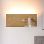 Bedside Shelf Wall Sconce with Adjustable LED Reading Light and USB Port