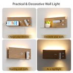 Bedside Shelf Wall Sconce with Adjustable LED Reading Light and USB Port