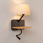 Dual-Light Bedside Shelf Wall Sconce with Reading Light and USB Ports