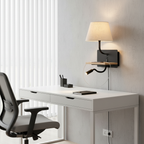 Dual-Light Bedside Shelf Wall Sconce with Reading Light and USB Ports