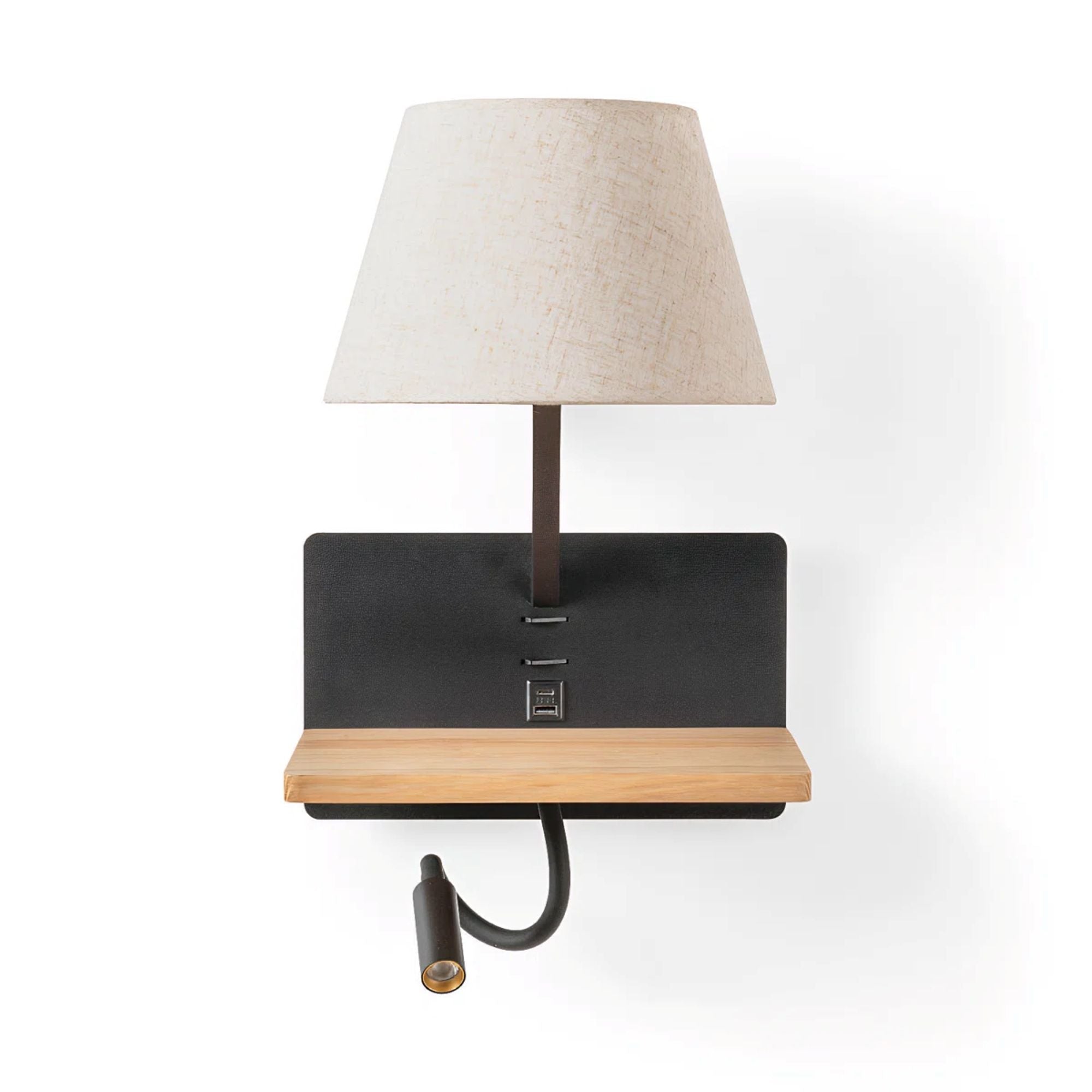 Dual-Light Bedside Shelf Wall Sconce with Reading Light and USB Ports