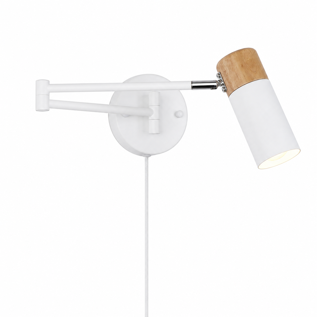White Articulating Bedside Reading Sconce with Swing Arm