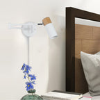 Swing Arm Plug-In Reading Wall Sconce with Wood Accent