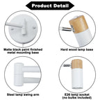 Swing Arm Plug-In Reading Wall Sconce with Wood Accent