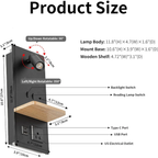 Bedside Shelf Wall Sconce with LED Reading Light, USB-C & Outlet