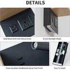 Bedside Shelf Wall Sconce with LED Reading Light, USB-C & Outlet