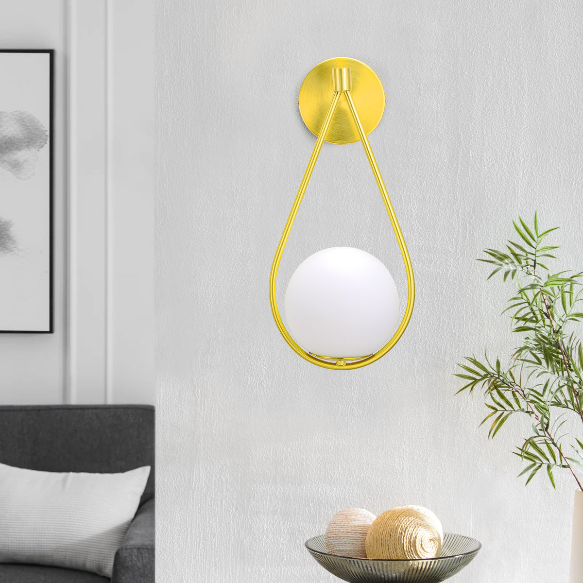 Modern Bedroom Sconce with Opal Globe for Bedroom
