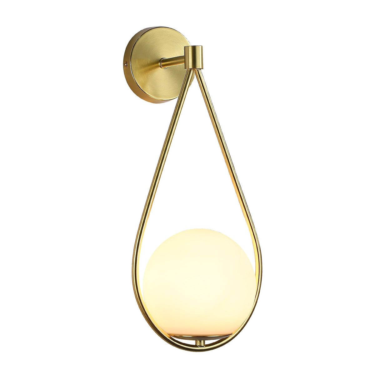 Gold Teardrop Wall Sconce with Opal Globe