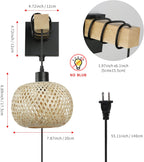 Bamboo Wall Light with E27 socket for Bedroom
