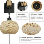 Bamboo Wall Light with E27 socket for Bedroom