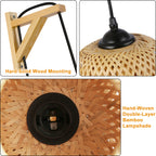Industrial Woven Bamboo Plug-In Wall Sconce for Bedroom or Café