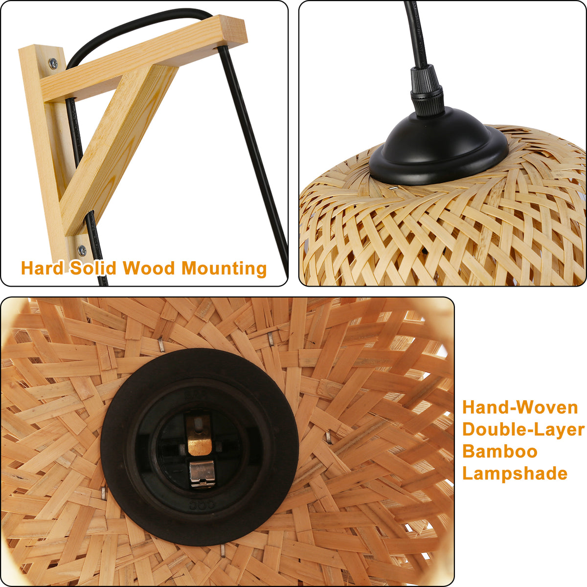Industrial Woven Bamboo Plug-In Wall Sconce for Bedroom or Café