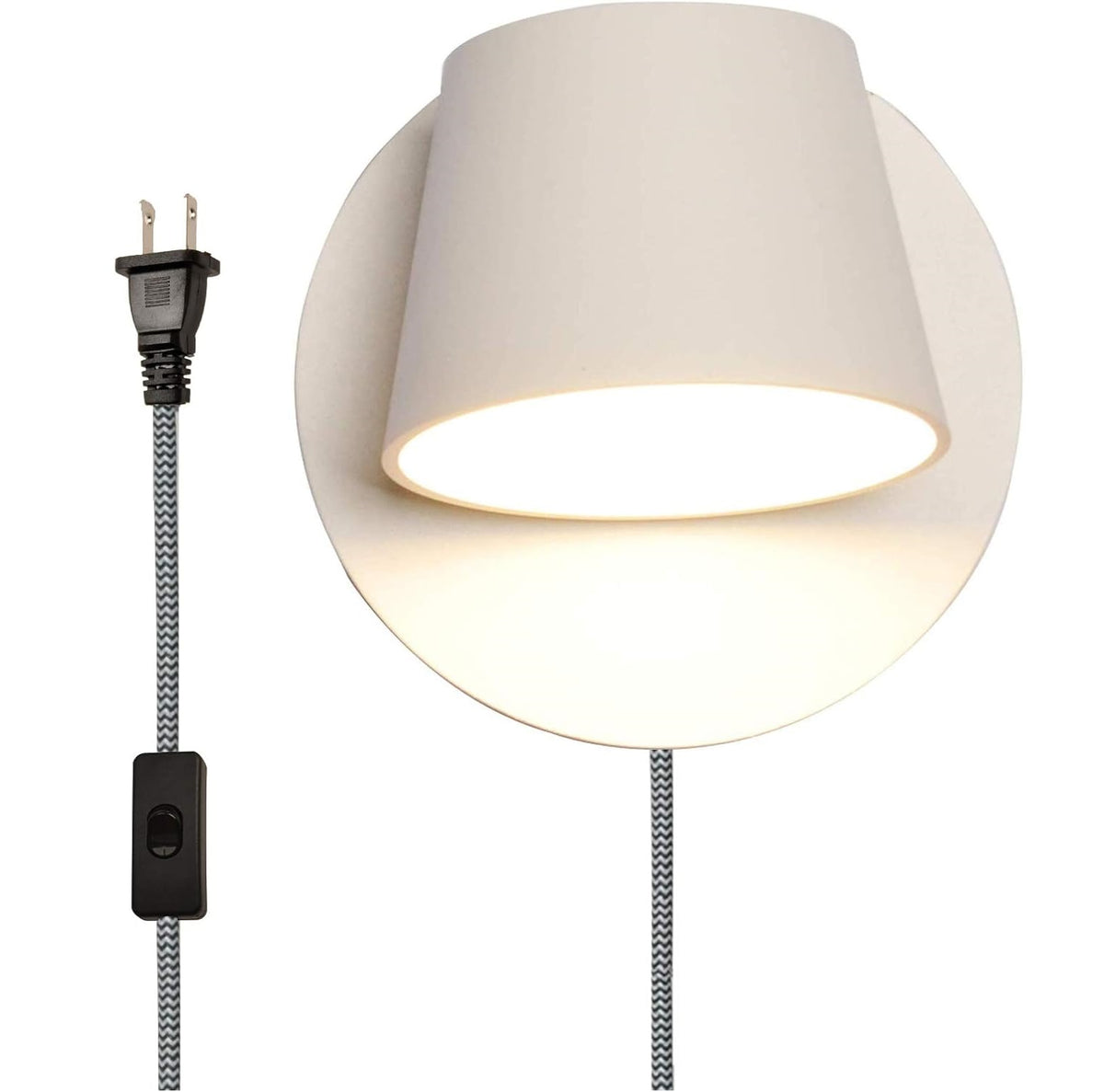 White Plug-In Bedside Reading Wall Sconce