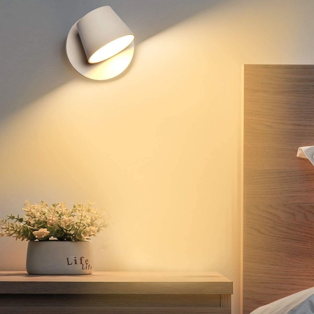 White Plug-In Bedside Reading Wall Sconce