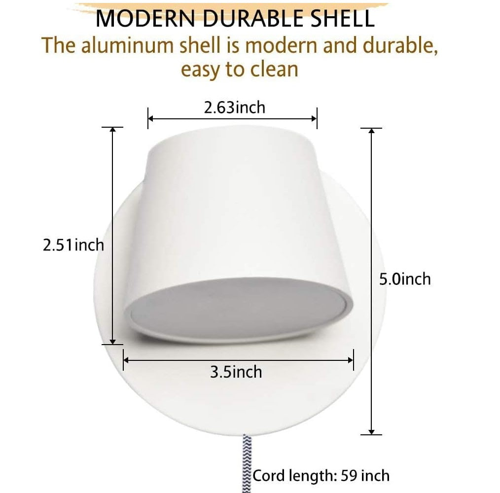 White Plug-In Bedside Reading Wall Sconce