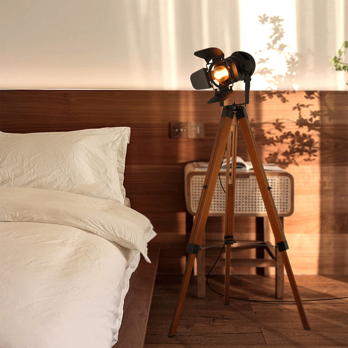 Adjustable Industrial Tripod Floor Lamp for Living Room