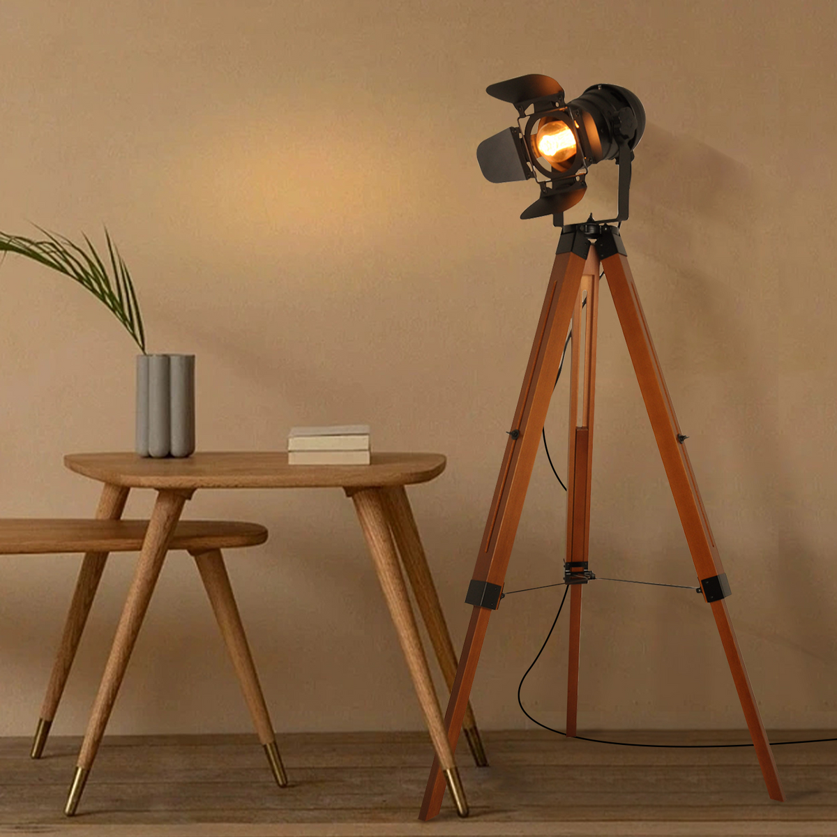 Adjustable Industrial Tripod Floor Lamp for Living Room